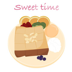 Illustrator vector of honey toast, break time