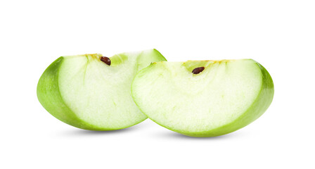 piece of green apple on a white background