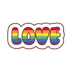 love word with lgbtiq flag gay flag line and fill style icon