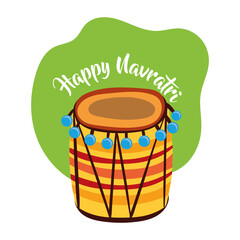 happy navratri celebration with drum instrument flat style