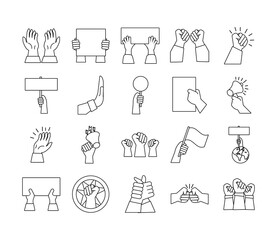 bundle of hands protest set icons