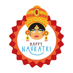 happy navratri celebration with goddess AMBA flat style