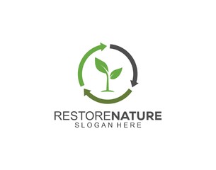 symbol restore nature simple creative logo design elegant.