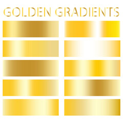 Vector golden gradient. A collection of yellow tiles. Realistic precious metal designs.