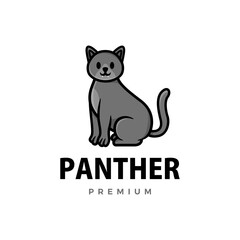 cute panther cartoon logo vector icon illustration