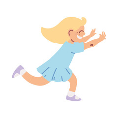 little girl smiling running cartoon