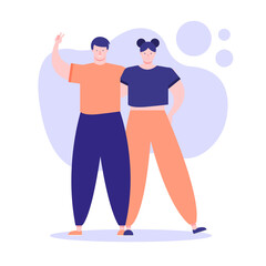 friendship day celebration with young couple characters