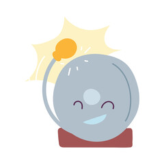 school alarm with happy face cartoon
