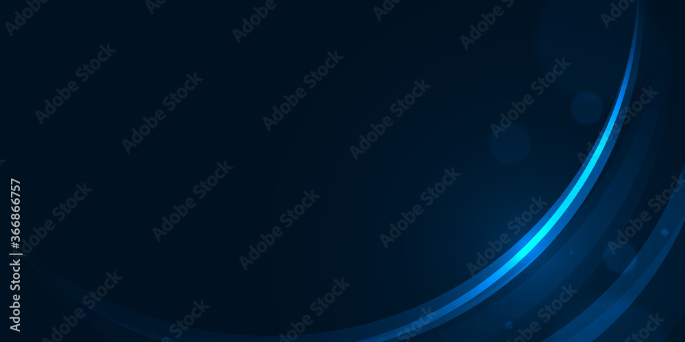Wall mural glow curve and bokeh circle on dark blue abstract background.