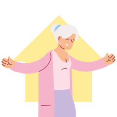 grandmother old woman smiling at home cartoon