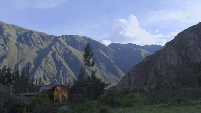 A hostel nestled in the mountains in Ollantaytambo in Peru's Sacred Valley.