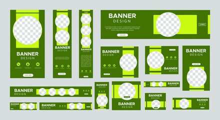 Fototapeta premium set of creative web banners of standard size with a place for photos. Vertical, horizontal and square template. vector illustration
