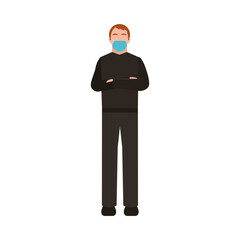man wearing medical mask character