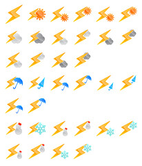 天気アイコン（雷のセット）
