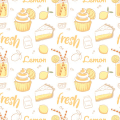 seamless pattern desserts made from lemon