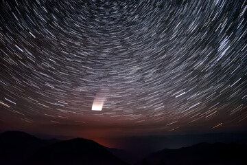 stars tracks comet neowise mountains sky