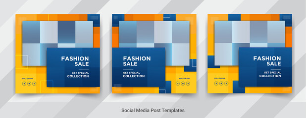 Set of fashion sale social media post templates design for promotion 