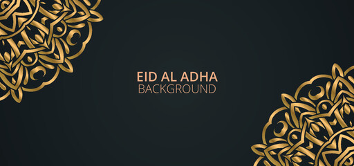 Golden arabesque arabis style eid al adha islamic pattern background 