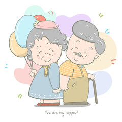 Beautiful senior couple on very special day