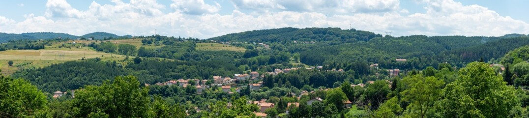 Fototapeta premium Panorama of a settlement in a mountainous area