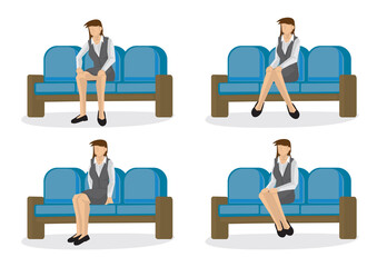 Set of business woman in various sitting positions.