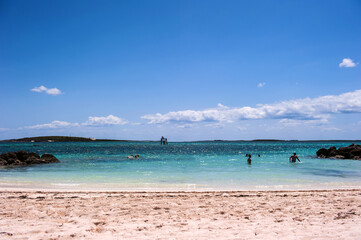 Fototapeta na wymiar The beautiful Cococay island beach,Bahama. background blue sky.