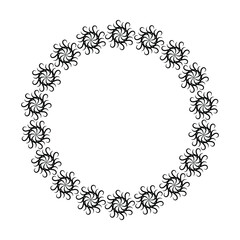Circle frame with romantic ornament. Hand drawn style. Sign for design .Vector illustration.