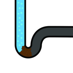 Pipe blockage on a white background, sign for design, vector illustration