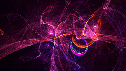 3D rendering abstract multicolor fractal light background