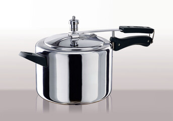 multicooker and pressure, High pressure aluminum cooking pot with safety cover an image isolated