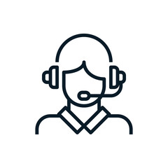 Operator call center outline icons. Help and support concept. Editable stroke. Isolated icon suitable for web, infographics, interface and apps.