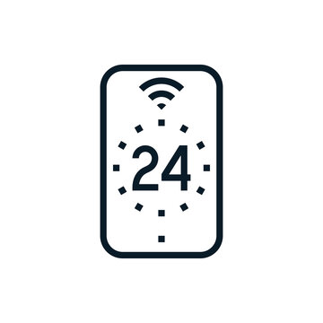 recommend clip art: 24hours hotline support service outline icons. Vector illustration. Editable stroke. Isolated icon suitable for web, infographics, interface and apps.