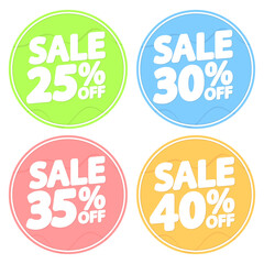 Set Sale tags, discount banners design template, app icons, vector illustration