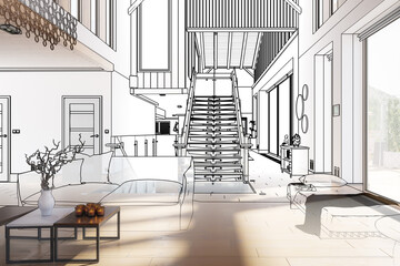 Contemporary Interior Design of a Villa (planning) - 3d visualization