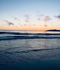 Beach Sunset with clouds and landscape 