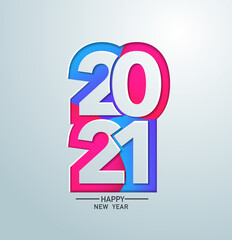 2021 happy new year in colour banner paper design, Vector illustration