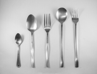 fork and spoon on white background