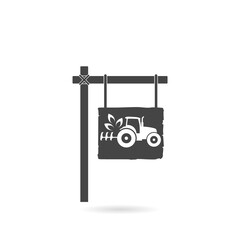Tractor sign icon with shadow