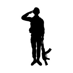 military soldier silhouette with rifle isolated icon