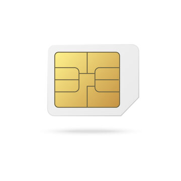 White micro SIM card with golden chip isolated on white background
