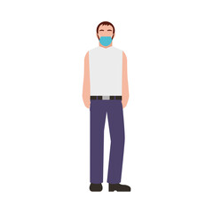 man wearing medical mask character