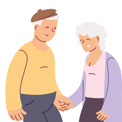 Fototapeta premium cartoon elderly grandparents couple smiling