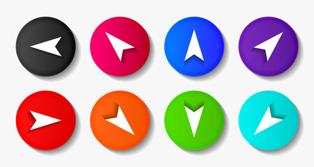 Vector navigation arrow icons set. colorful flat design vector illustrations in 8 options for web design and mobile applications. Vector illustration	