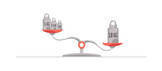 Beam balance scale with metal cylinder mass weights