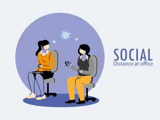 female secretaries with face masks during pandemic