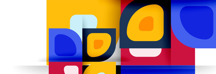 Obraz premium Set of vector modern geometric abstract backgrounds with repeating abstract round shapes patterns and shadow effects
