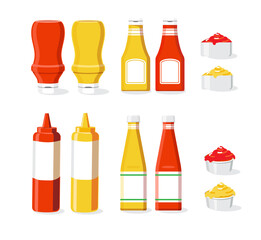 Sauce mock up set vector illustration isolated white background