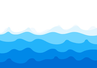 Abstract hand drawn blue waves background vector.