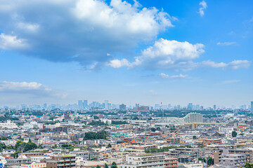 【都市イメージ】俯瞰で見る住宅街とビル群