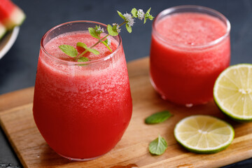 Watermelon drink on dark background